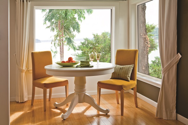 Picture windows in dining room